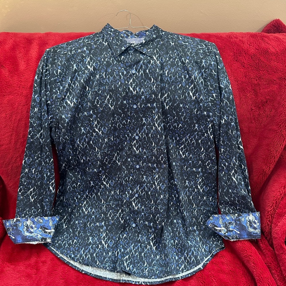 Robert Graham 2XL Navy and White Patterned long sleeve shirt